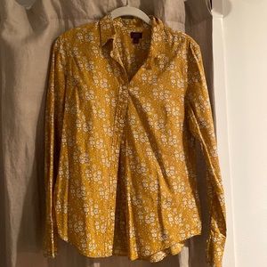 J.Crew Liberty Golden Ochre Floral Perfect Button Down Shirt Size 6